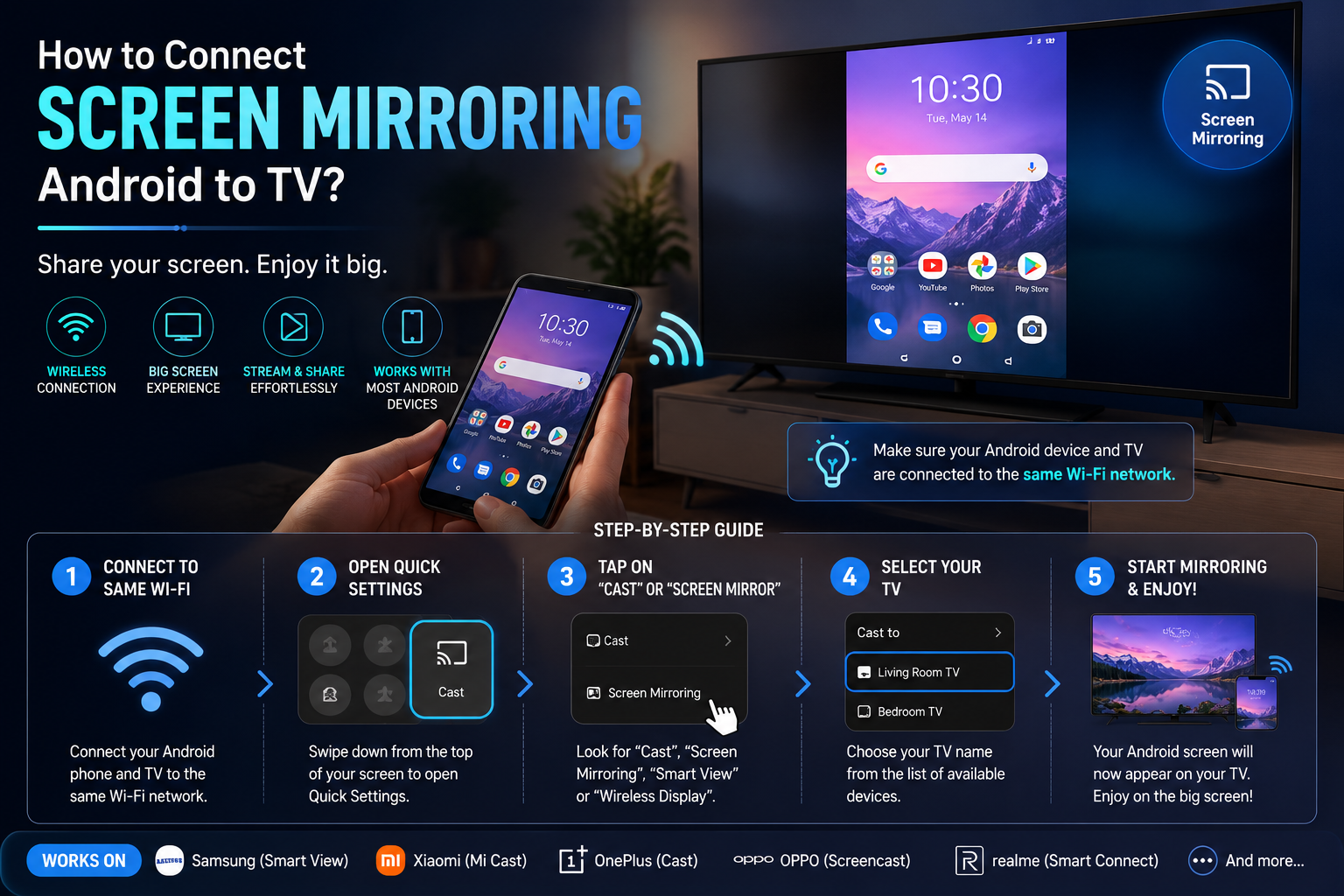 How to connect Screen mirroring android to tv