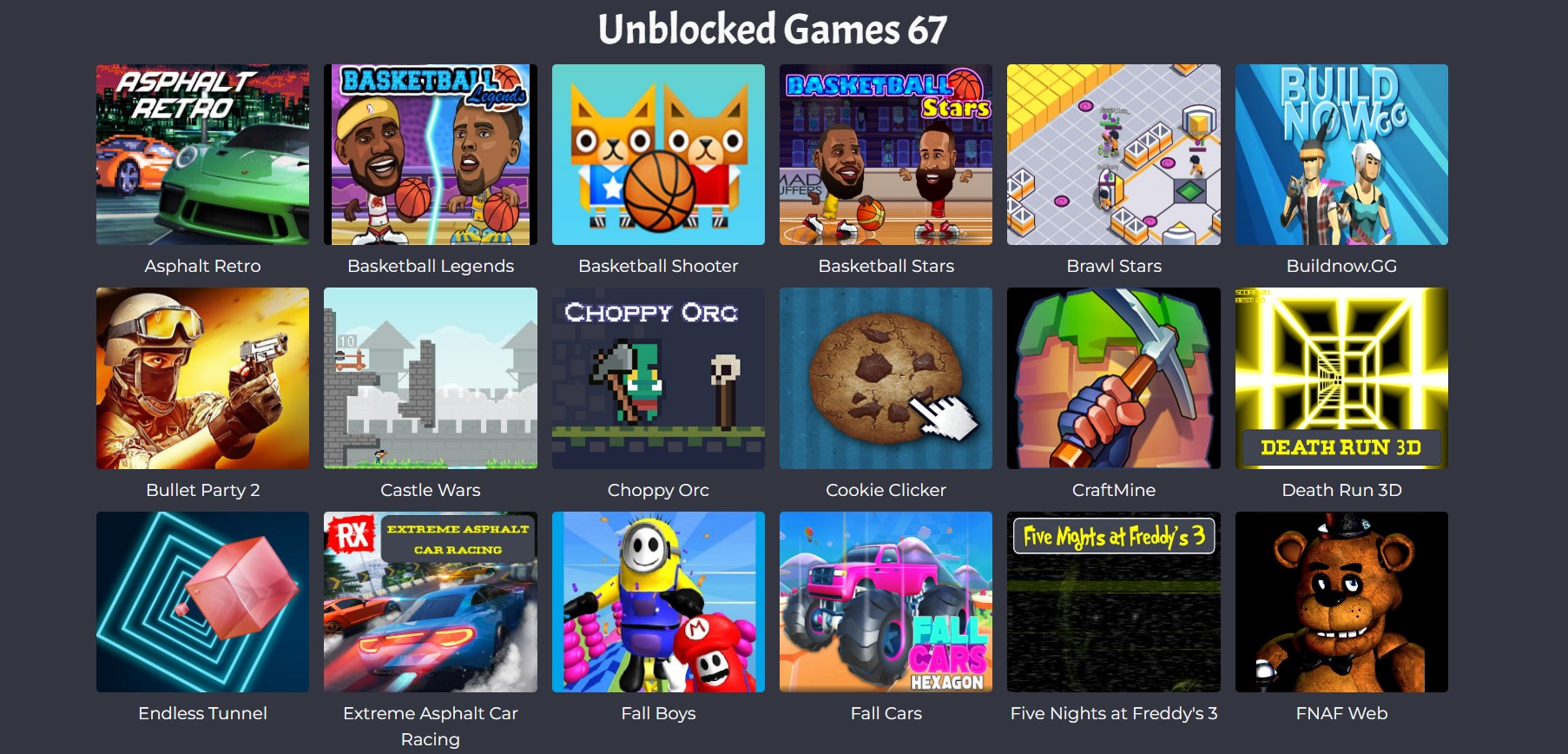 Unblocked Games 67 website